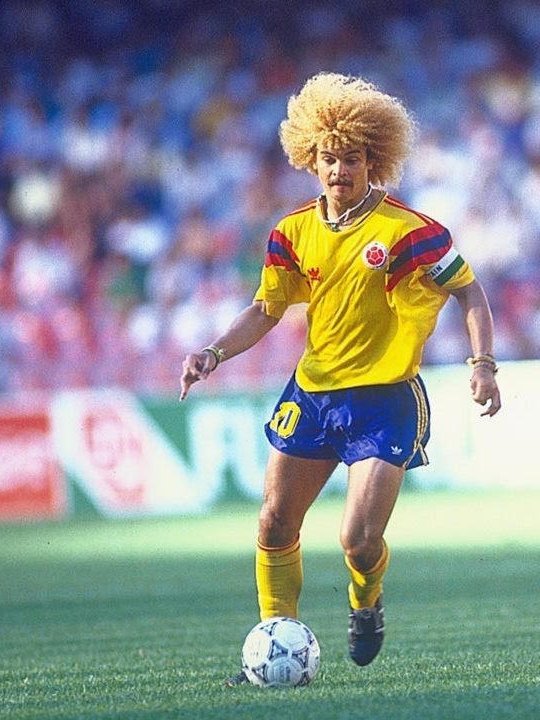 Carlos Valderrama, lo más joven, 1990, 29 años. Mundial de Italia